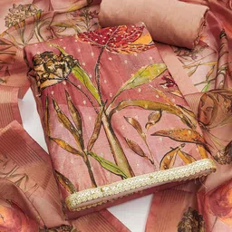 HERE&NOW Floral Embroidered Beads And Stones Unstitched Dress Material-image-79
