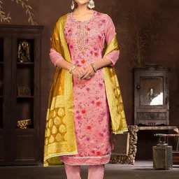 MANVAA Floral Beads and Stones Printed Organza Unstitched Dress Material-picture-15