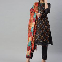 MANVAA Ethnic Motifs Embroidered Mirror Work Unstitched Dress Material-picture-7
