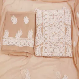 ADA Ethnic Motif Embroidered Unstitched Chikankari Dress Material-picture-54