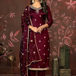 MANVAA Ethnic Motifs Embroidered Unstitched Dress Material-picture-16