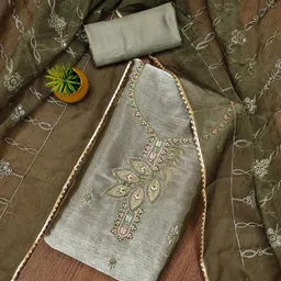 HERE&NOW Embellished Unstitched Dress Material-picture-15