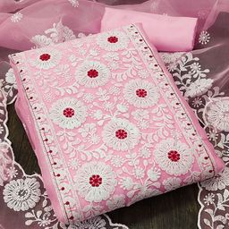 SHADOW & SAINING Embroidered Organza Unstitched Dress Material-picture-14