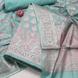 Meena Bazaar Ethnic Motifs Woven Design Chanderi Unstitched Dress Material-picture-24