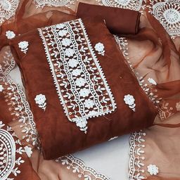 SHADOW & SAINING Floral Embroidered Unstitched Dress Material-picture-11