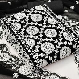 SHADOW & SAINING Floral Embroidered Zari Unstitched Dress Material-picture-7