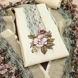 HERE&NOW Floral Printed Mirror Work Unstitched Dress Material-picture-13