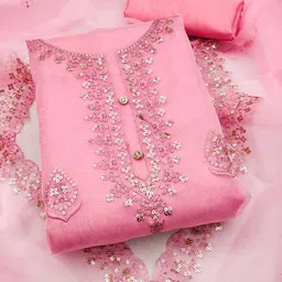 SHADOW & SAINING Floral Embroidered Sequinned Organza Unstitched Dress Material-picture-37