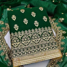 MANVAA Ethnic Motifs Embroidered Silk Georgette Unstitched Dress Material-picture-21