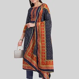 TAVAS Bandhani Printed Thread Work Unstitched Dress Material-picture-18