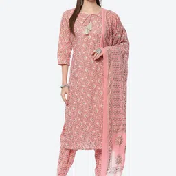 Biba Pink & Off White Printed Unstitched Dress Material-image-42