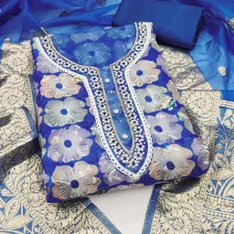 MANVAA Floral Embellished Beads and Stones Unstitched Dress Material-picture-36