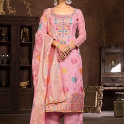 MANVAA Floral Woven Design Banarasi Jacquard Unstitched Dress Material-picture-3