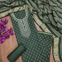 Leeza Store Ethnic Motifs Woven Design Beads & Stones Unstitched Dress Material-picture-37