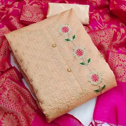 MANVAA Floral Embellished Sequinned Unstitched Dress Material-picture-15