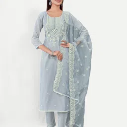 TAVAS Floral Embroidered Unstitched Dress Material-picture-22