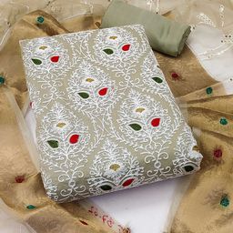 KALINI Ethnic Motifs Embroidered Sequinned Unstitched Dress Material-picture-17