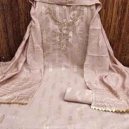 MANVAA Floral Woven Design Beads and Stones Unstitched Dress Material-picture-37