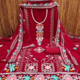 Lilots Floral Embroidered Sequinned Unstitched Dress Material-picture-11