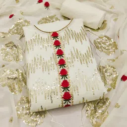 Panzora Geometric Embroidered Sequinned Unstitched Dress Material-image-40