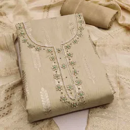 KALINI Ethnic Motifs Woven Design Beads and Stones Unstitched Dress Material-picture-23