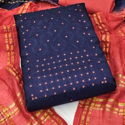 MANVAA Floral Embroidered Sequined Coco Silk Unstitched Dress Material-picture-12