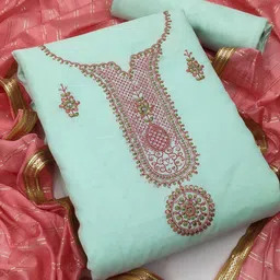 MANVAA Ethnic Motifs Embroidered Unstitched Dress Material-picture-18