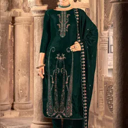 Stylee LIFESTYLE Floral Embroidered Velvet Unstitched Dress Material-image-7