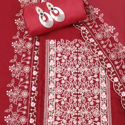 SALWAR STUDIO Floral Embroidered Unstitched Dress Material-picture-19