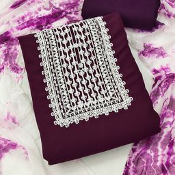MANVAA Ethnic Motifs Embroidered Silk Georgette Unstitched Dress Material-picture-6