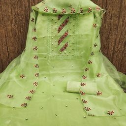 LeeliPeeri Designer Embroidered Organza Unstitched Dress Material-picture-46