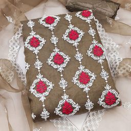 MANVAA Ethnic Motifs Embroidered Organza Unstitched Dress Material-picture-43