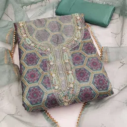 KIMISHA Printed Organza Unstitched Dress Material-picture-25