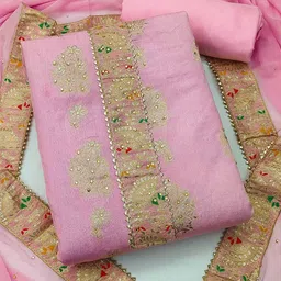 Peachmode Ethnic Motifs Gotta Patti Unstitched Dress Material-picture-34