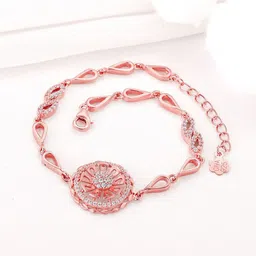 GIVA Women Sterling Silver Cubic Zirconia Rose Gold-Plated Link Bracelet-picture-51