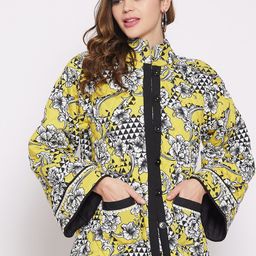 The Kaftan Company Floral Printed Mock Collar Cotton Quilted Jacket-picture-6