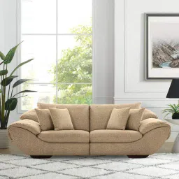 casacraft from pepperfry Duino Boucle Fabric 3 Seater Sofa in Coffee Brown Colour-picture-35