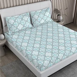 Boutique Living India Blue Ethnic Motifs 220 TC King Bedsheet With 2 Pillow Covers-picture-25