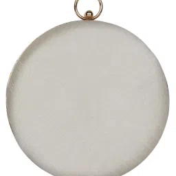 Anekaant Kathak Embroidered White & Multi Faux Silk Round Clutch image 3