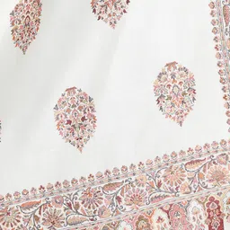 Mizash Women Cream-Coloured & Pink Woven Woolen Shawl image 5