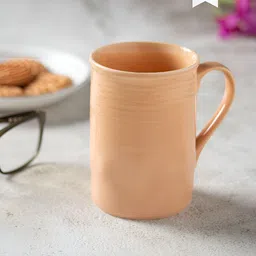 CLAY CRAFT Orange 2 Pieces Printed Ceramic Glossy Mugs 340 ml Each image 1