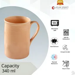 CLAY CRAFT Orange 2 Pieces Printed Ceramic Glossy Mugs 340 ml Each image 5