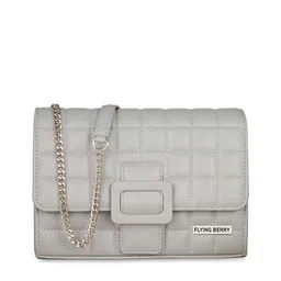 FLYING BERRY Grey Textured PU Structured Satchel image 2