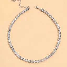 DESTINY JEWELS Silver-Plated Crystals Studded Chain image 5