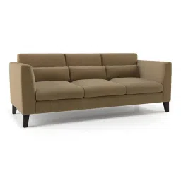 urban ladder create Lewis 3 Seater Fabric Sofa in Fawn Velvet Colour image 3