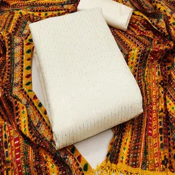 Lilots Embellished Sequinned Silk Crepe Unstitched Dress Material image 2