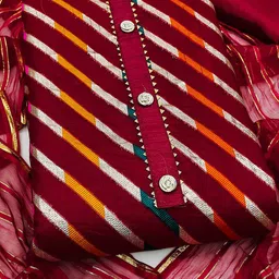 SHADOW & SAINING Striped Woven Design Organza Unstitched Dress Material image 3