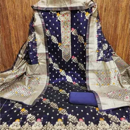 MANVAA Floral Woven Design Jacquard Unstitched Dress Material image 2