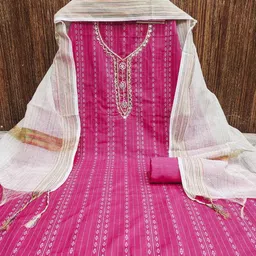 Leeza Store Ethnic Motifs Printed Beads & Stones Unstitched Dress Material image 2