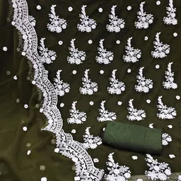 SHADOW & SAINING Embroidered Silk Georgette Unstitched Dress Material image 2